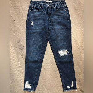 Kancan High Rise Distressed Boyfriend Denim Blue Jeans Size 3 Waist 25